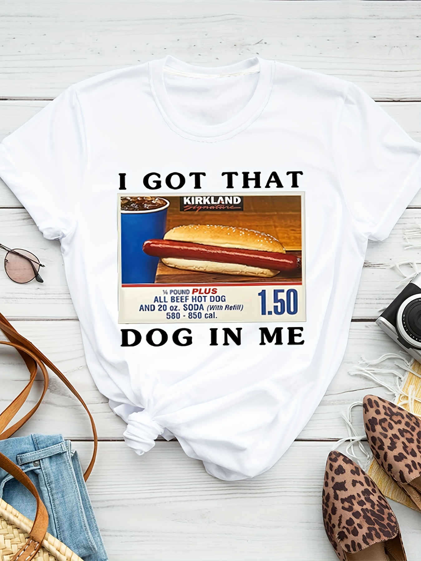 i got that dog in it print t shirt casual short sleeve crew neck top for spring summer womens clothing details 16