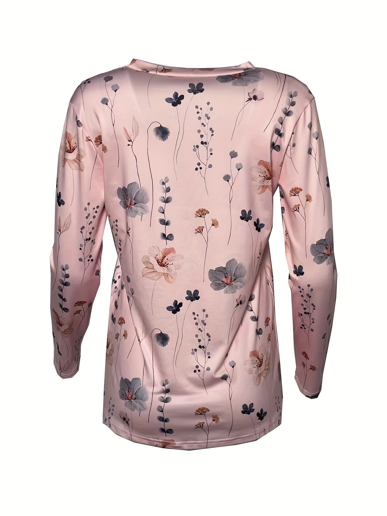 floral print crew neck t shirt casual long sleeve t shirt for spring summer womens clothing details 21