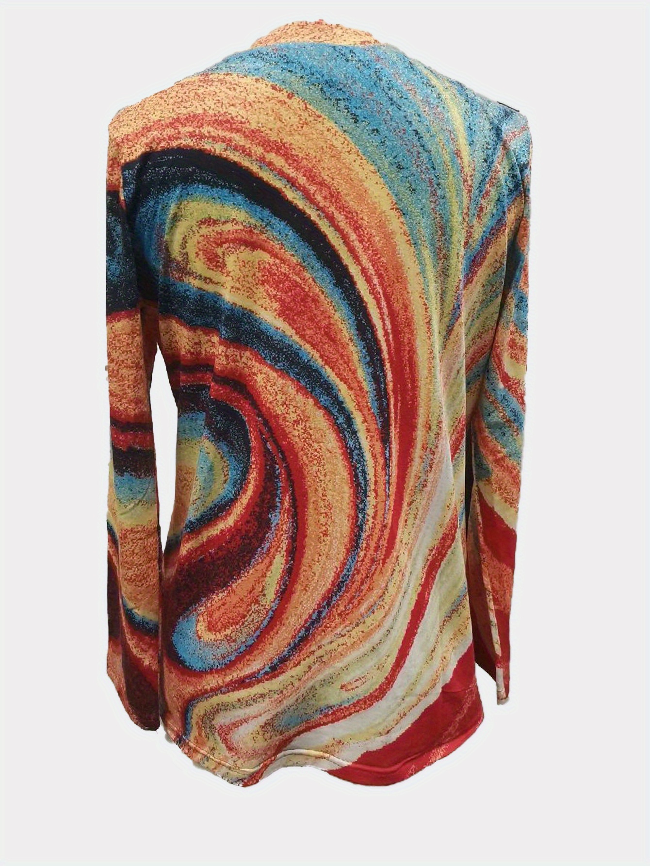 abstract print t shirt casual crew neck long sleeve t shirt womens clothing details 1