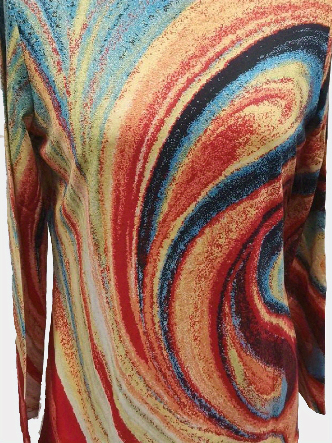 abstract print t shirt casual crew neck long sleeve t shirt womens clothing details 2