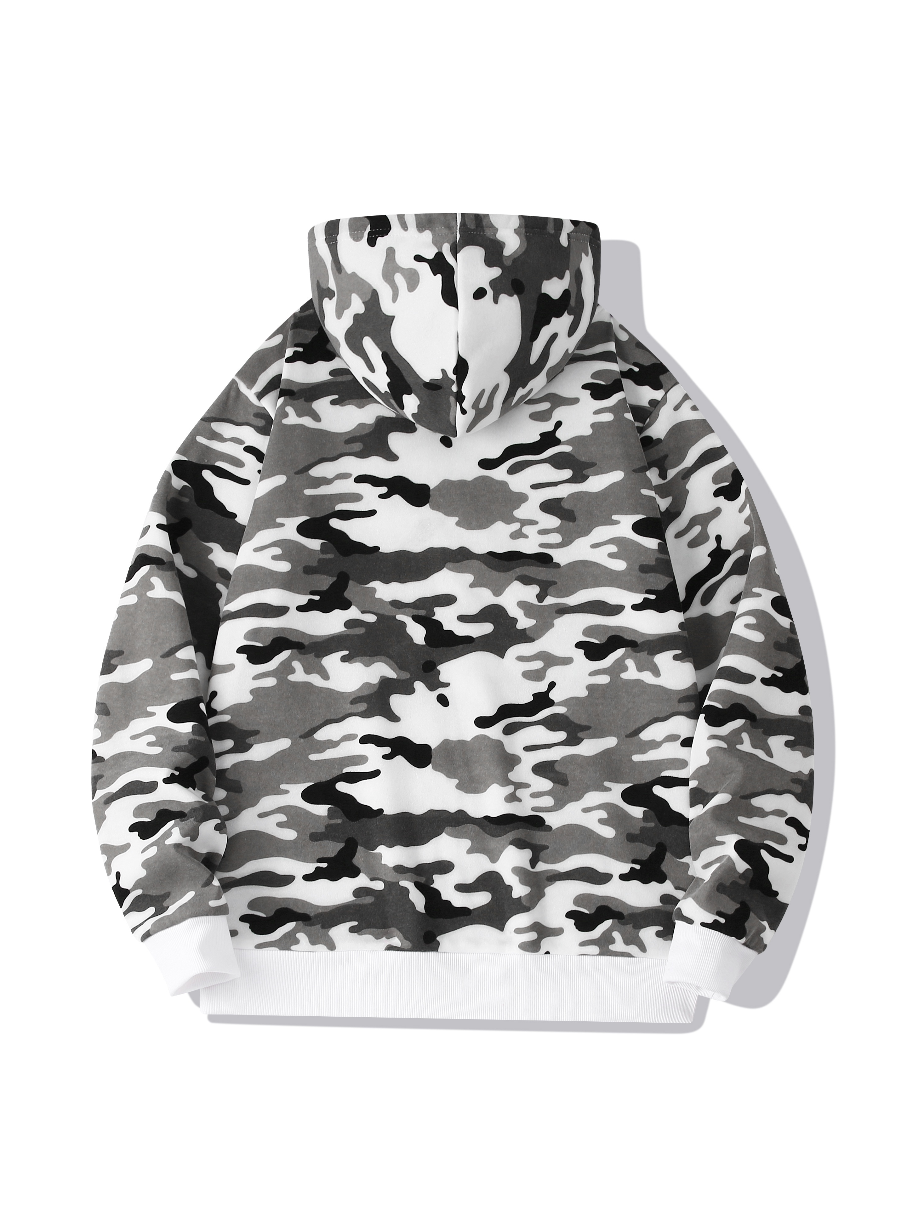 mens camo loose pullover hooded fleece sweatshirt for autumn and winter details 12