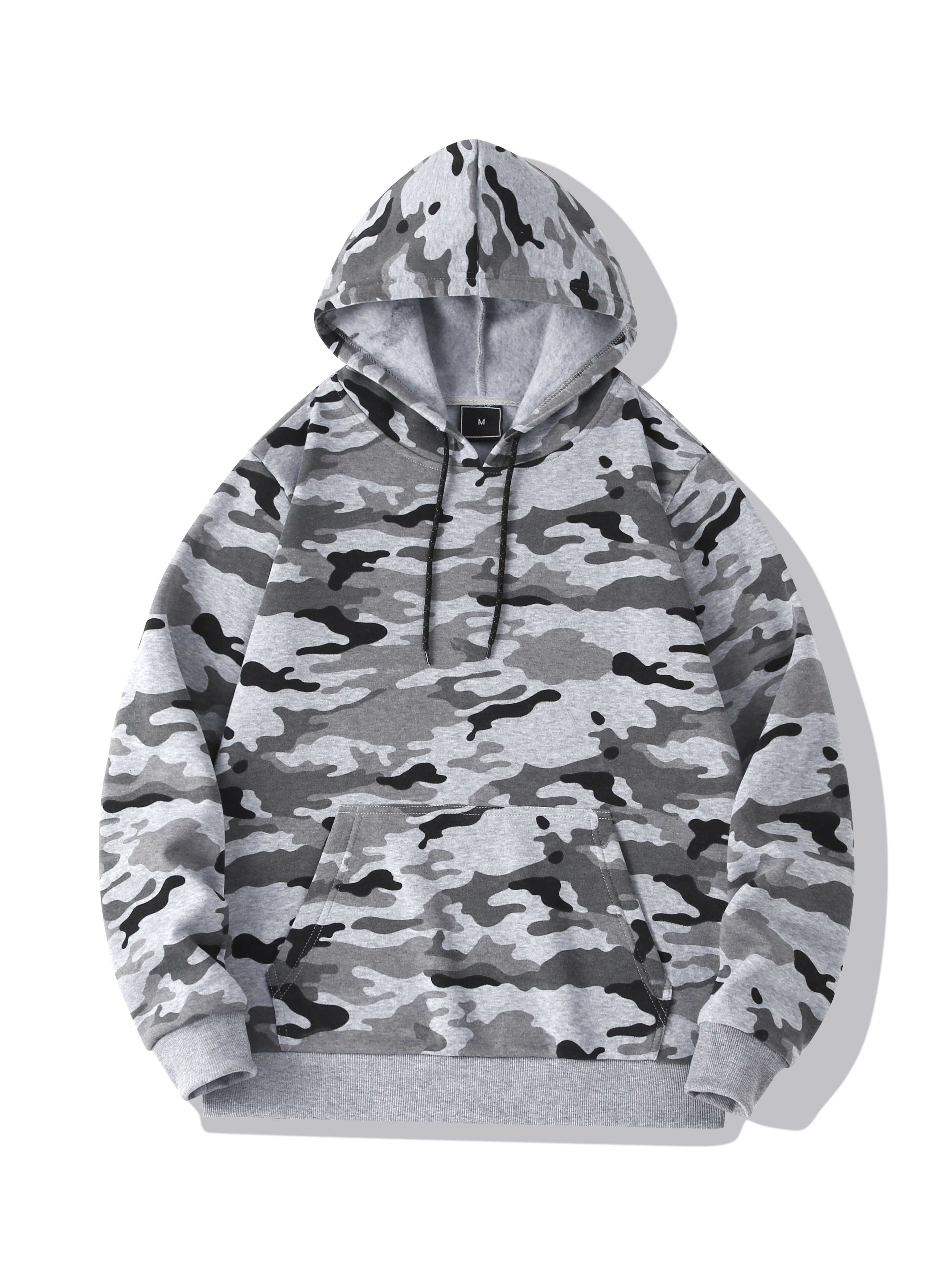 mens camo loose pullover hooded fleece sweatshirt for autumn and winter details 15