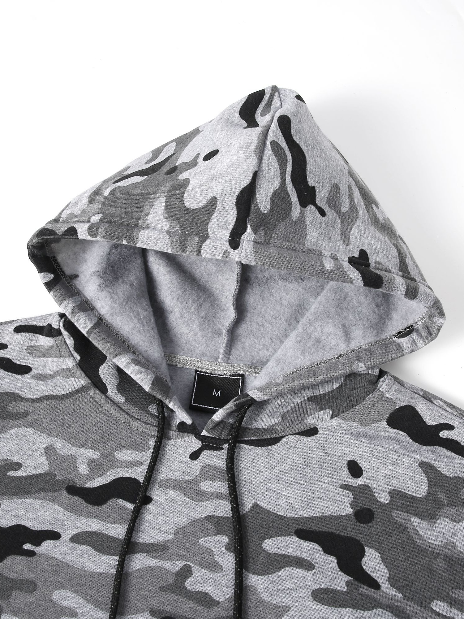 mens camo loose pullover hooded fleece sweatshirt for autumn and winter details 21