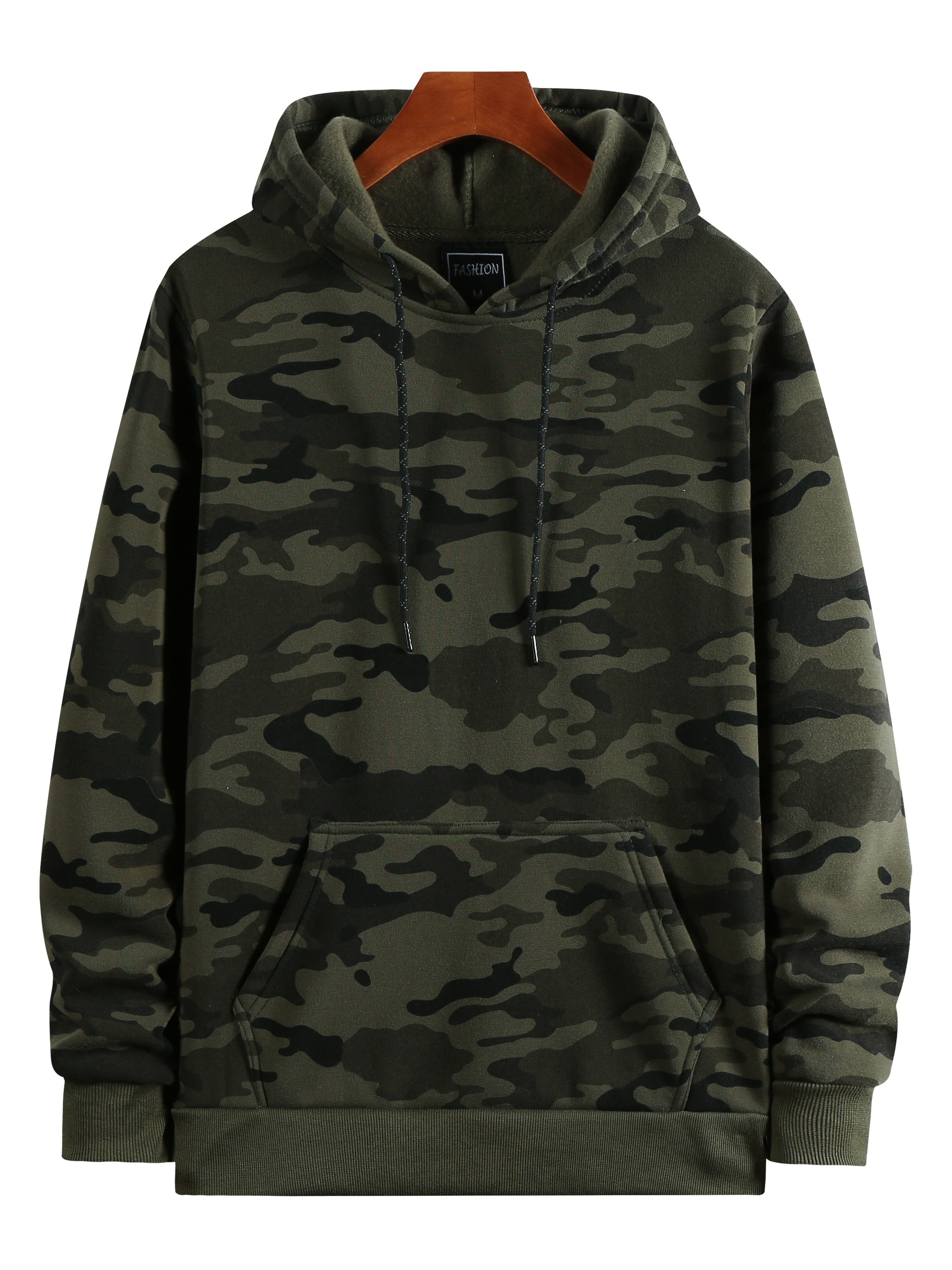 mens camo loose pullover hooded fleece sweatshirt for autumn and winter details 28