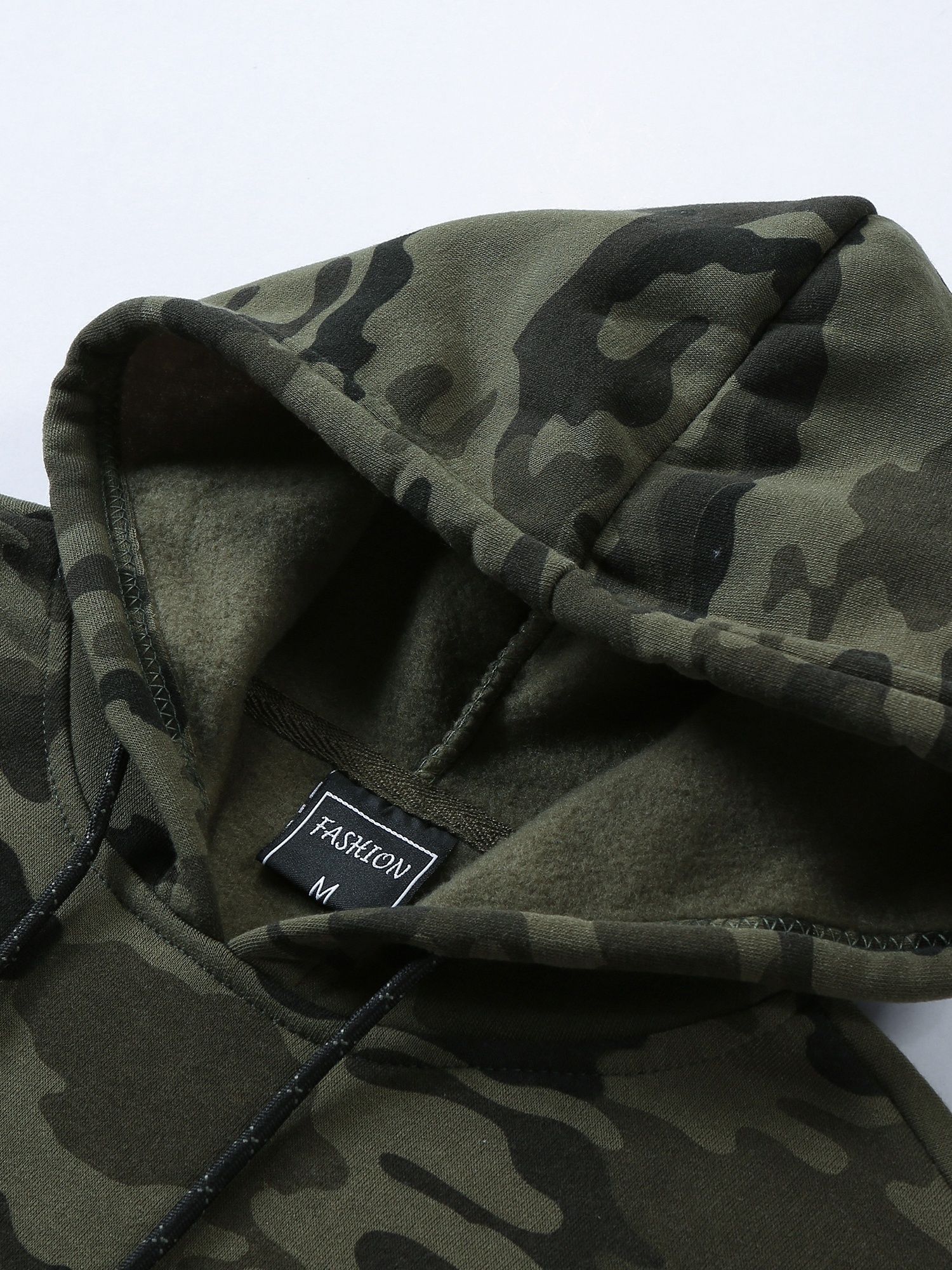 mens camo loose pullover hooded fleece sweatshirt for autumn and winter details 29