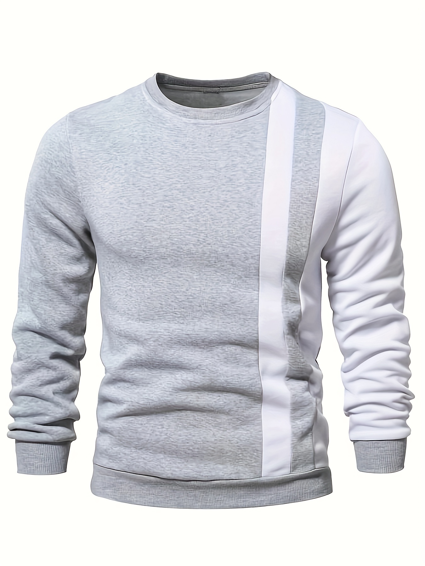 color block trendy sweatshirt mens casual creative design crew neck sweatshirt for men fall winter details 5