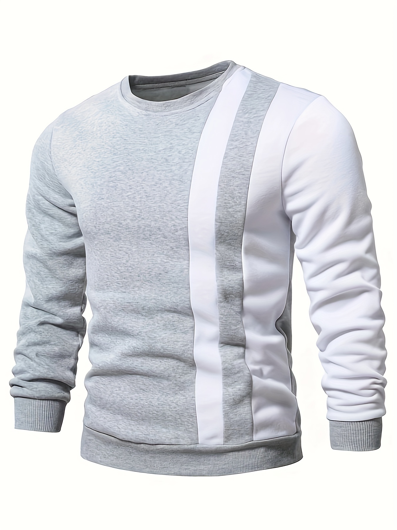 color block trendy sweatshirt mens casual creative design crew neck sweatshirt for men fall winter details 6