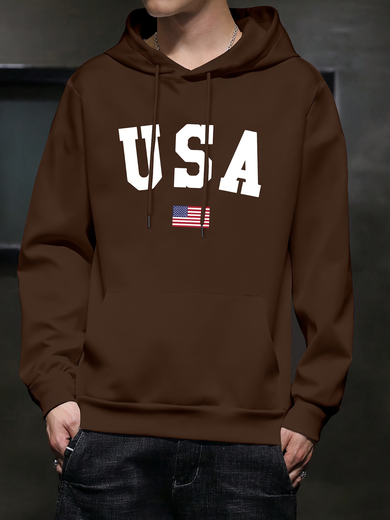 mens hooded sweatshirt fashion usa flag letter print fleece lined warm mens hoodie all match and comfortable mens clothing details 30