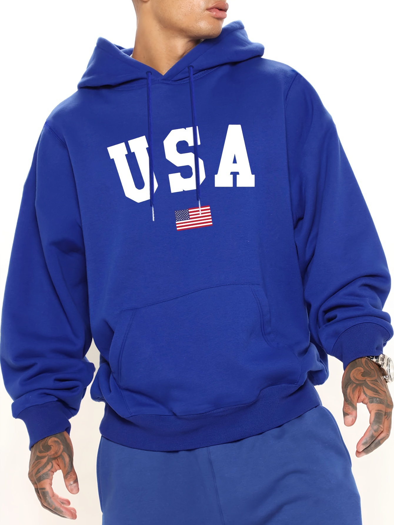 mens hooded sweatshirt fashion usa flag letter print fleece lined warm mens hoodie all match and comfortable mens clothing details 40