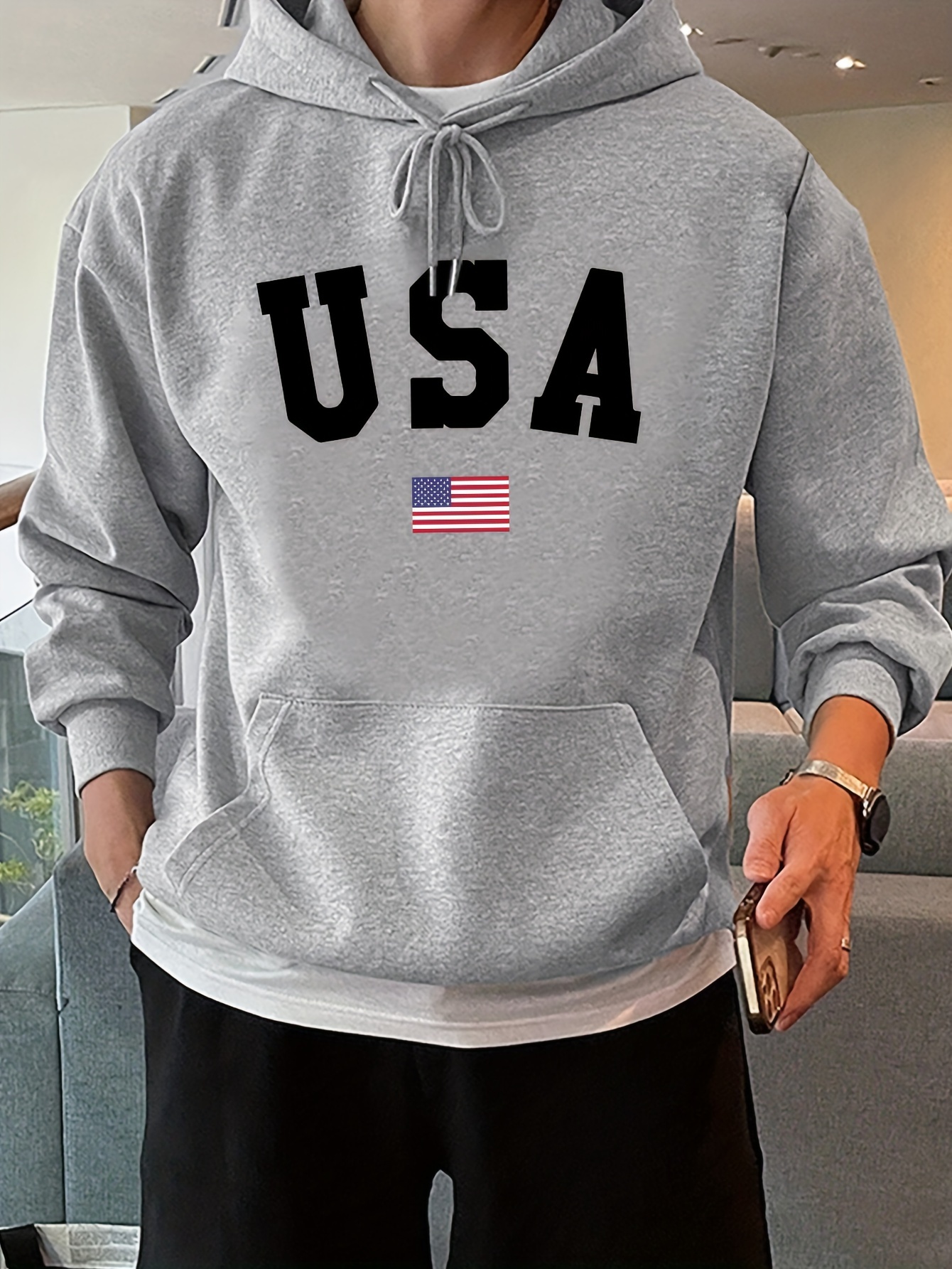 mens hooded sweatshirt fashion usa flag letter print fleece lined warm mens hoodie all match and comfortable mens clothing details 51