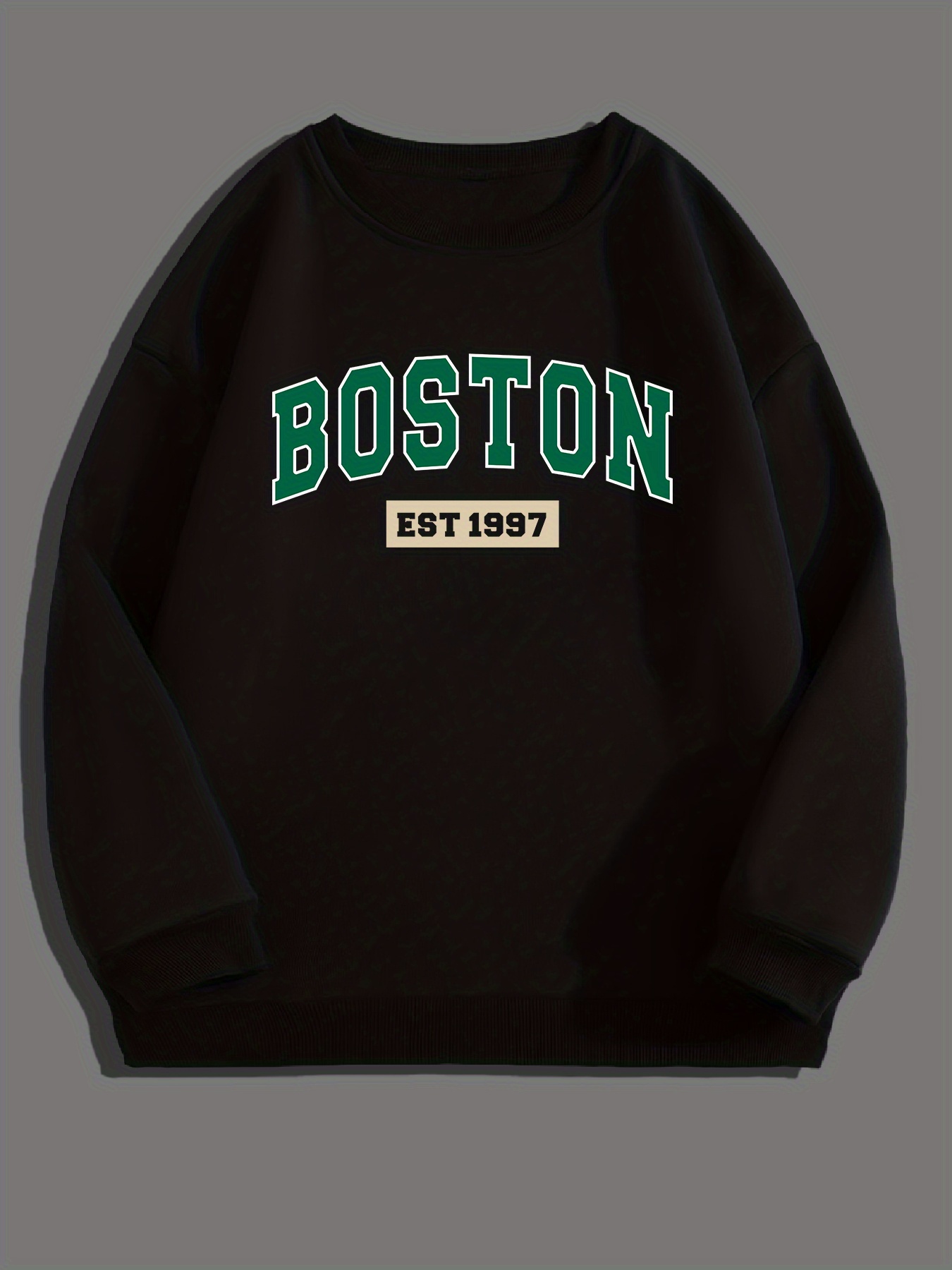 boston est 1997 print sweatshirt with long sleeves mens creative slightly flex crew neck pullover for spring fall and winter details 5