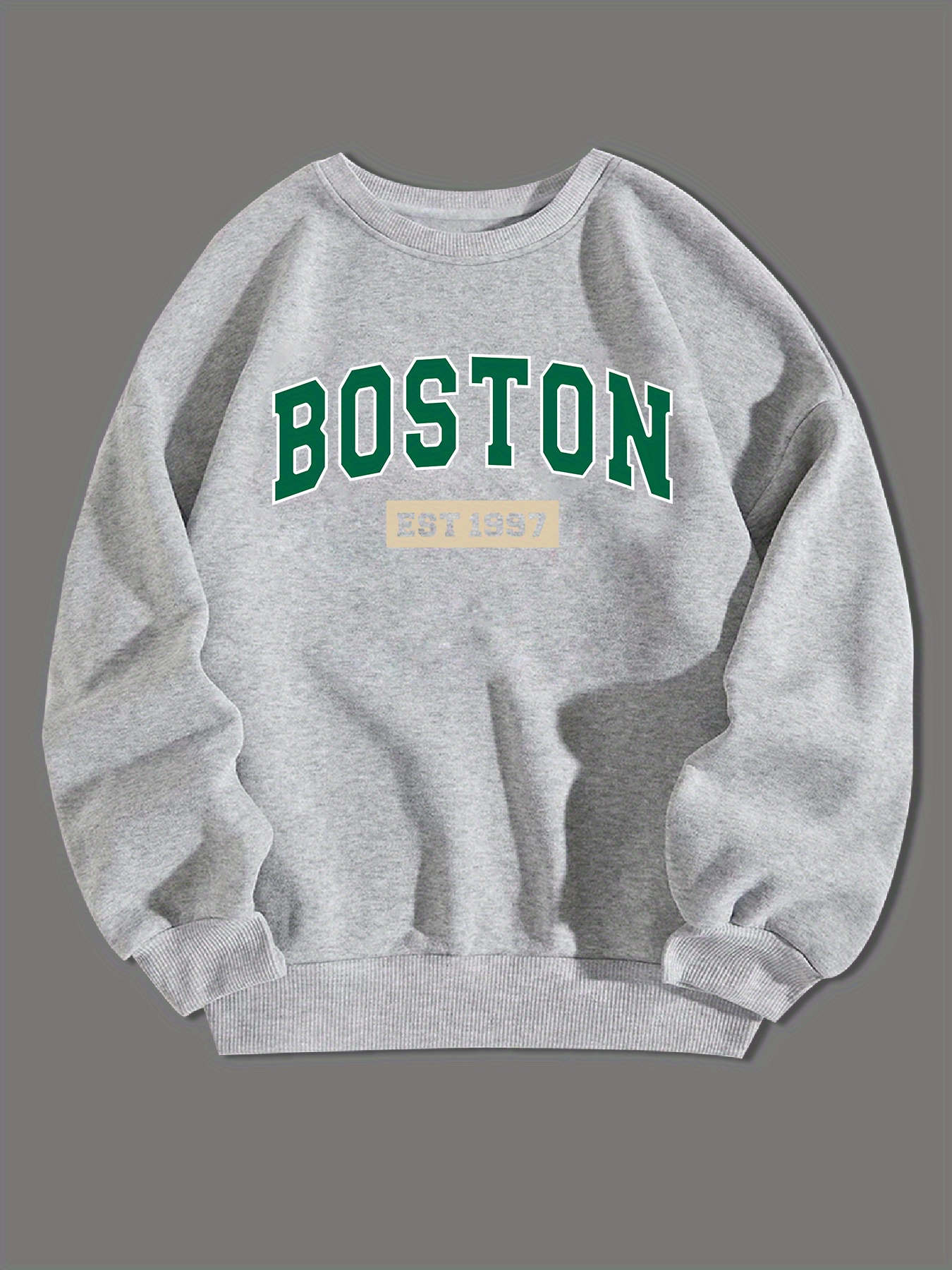 boston est 1997 print sweatshirt with long sleeves mens creative slightly flex crew neck pullover for spring fall and winter details 11