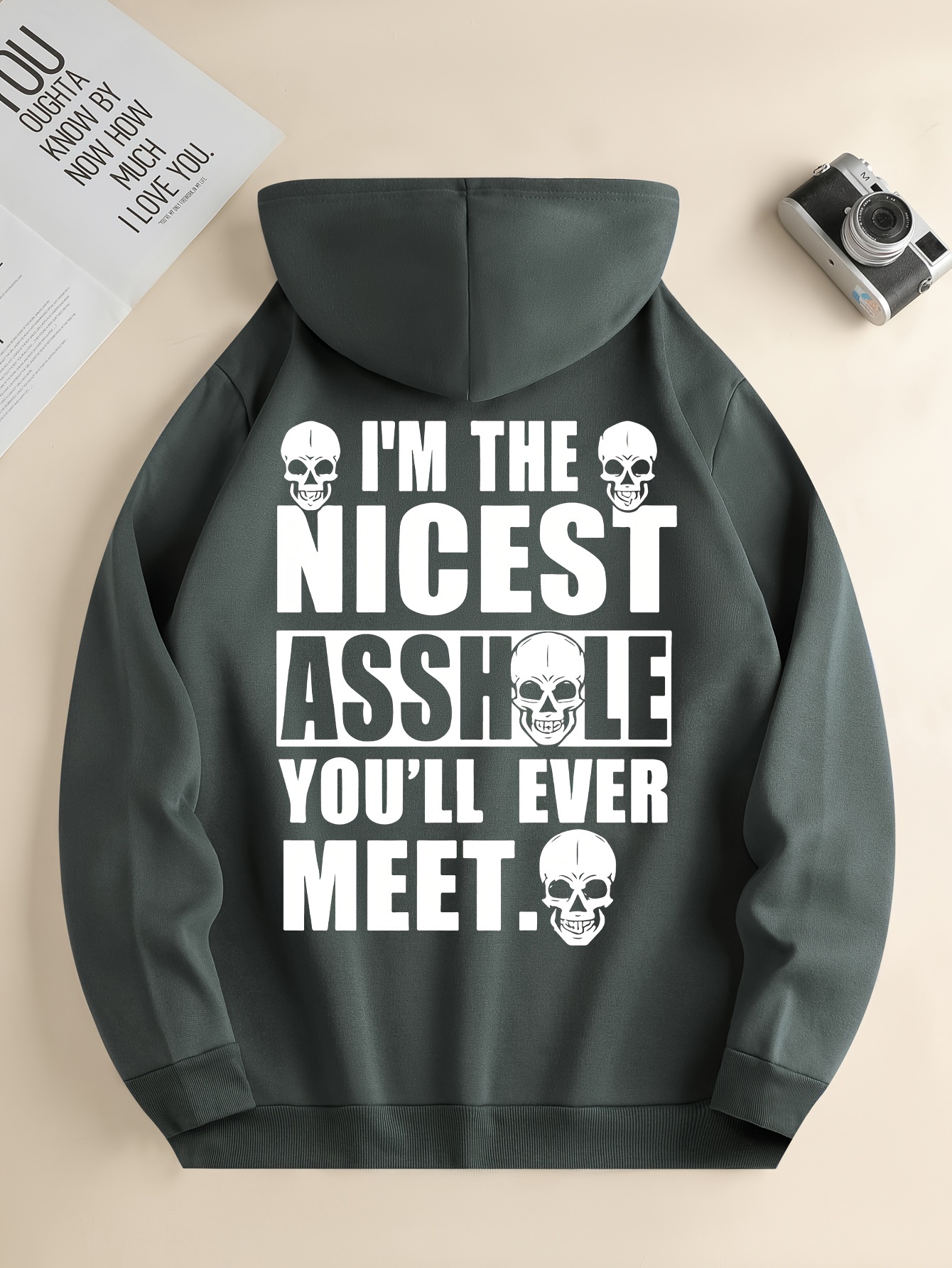 mens new trendy letters skull print hoodie casual graphic drawstring hooded sweatshirt front kangaroo pocket mens clothing details 39