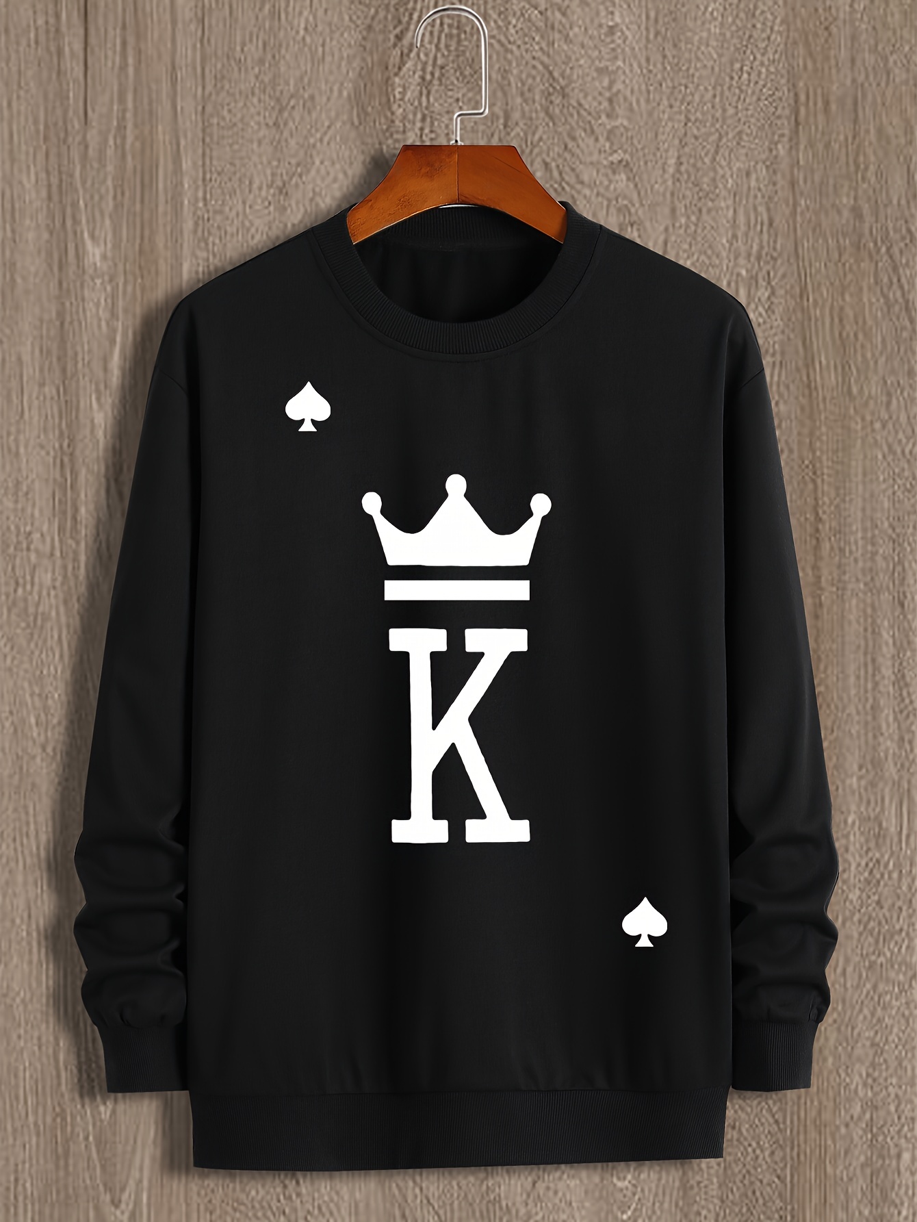 the king print trendy sweatshirt mens casual graphic design crew neck pullover sweatshirt for men fall winter details 12