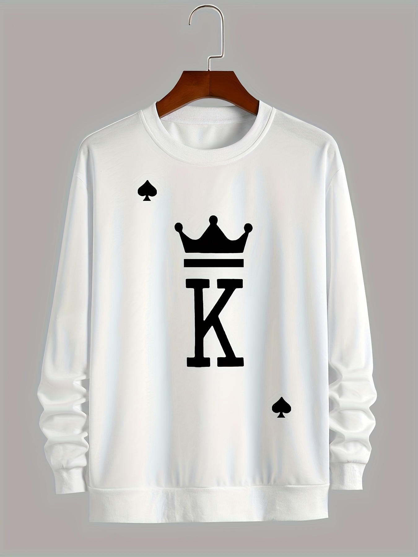 the king print trendy sweatshirt mens casual graphic design crew neck pullover sweatshirt for men fall winter details 17