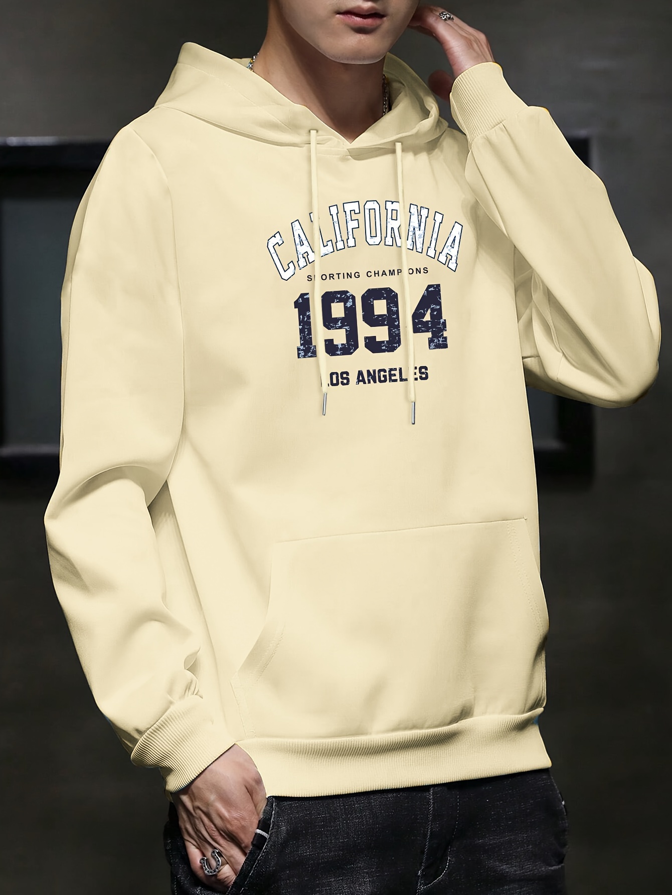 mens hooded sweatshirt fashion 1994 letter print fleece lined warm mens hoodie all match and comfortable mens clothing details 5