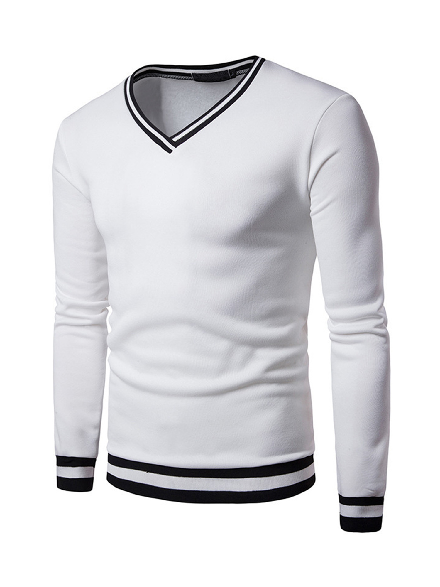 mens colorblock autumn winter warm v neck long sleeve sweatshirt details 0