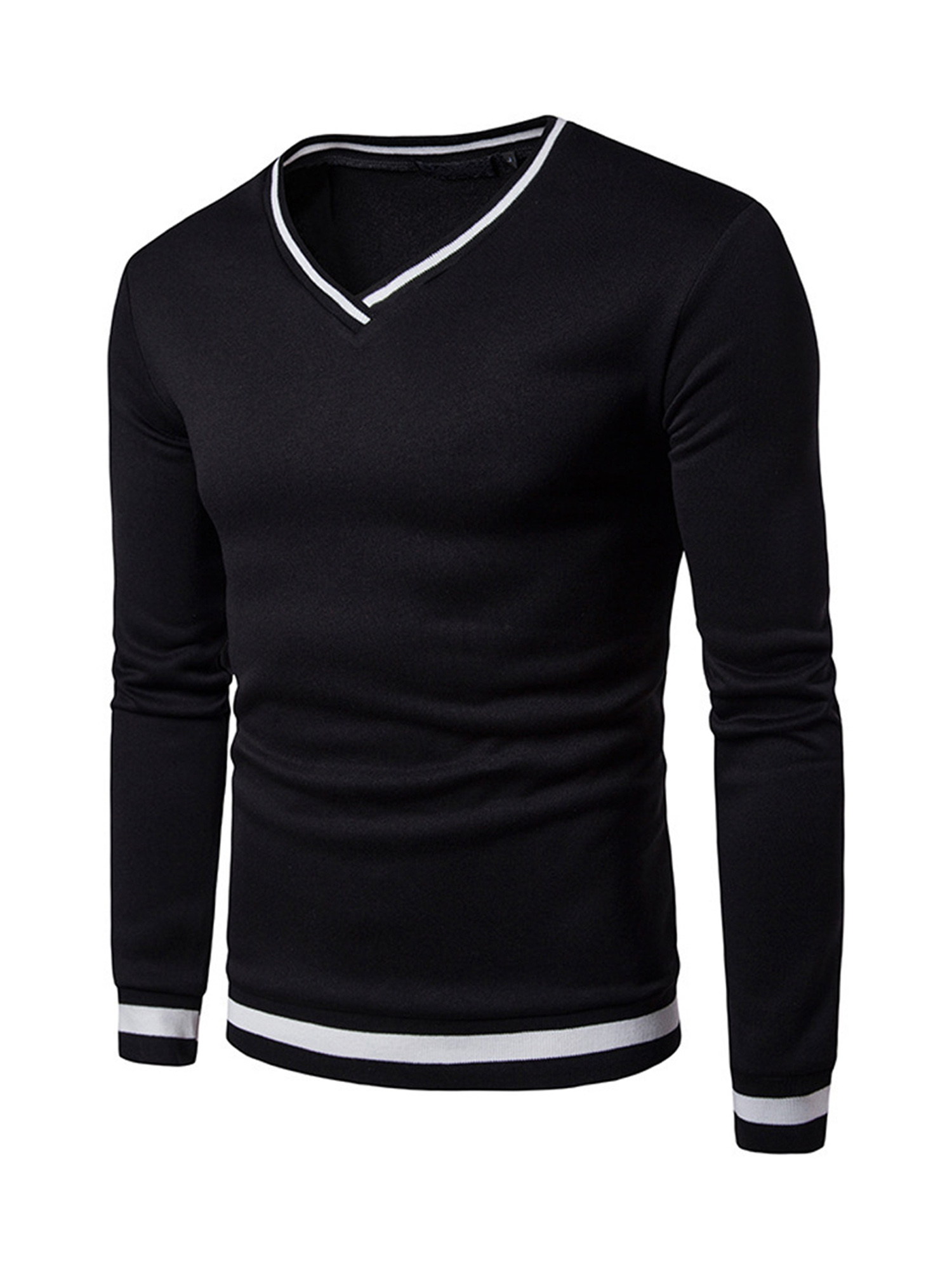 mens colorblock autumn winter warm v neck long sleeve sweatshirt details 1