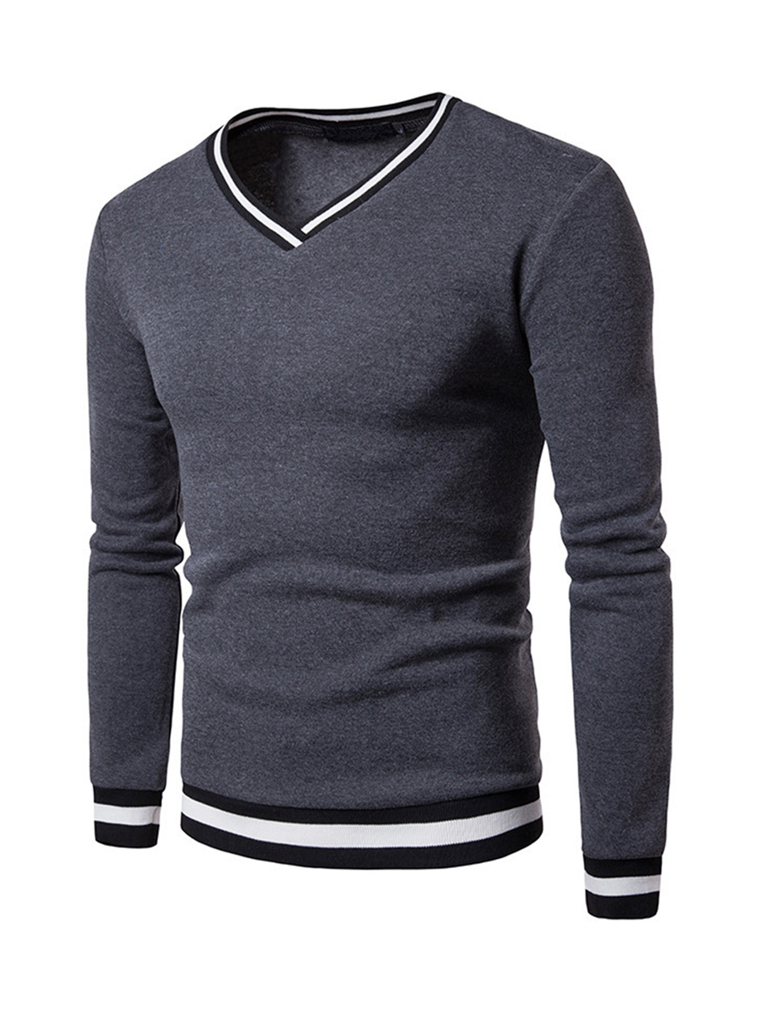 mens colorblock autumn winter warm v neck long sleeve sweatshirt details 2