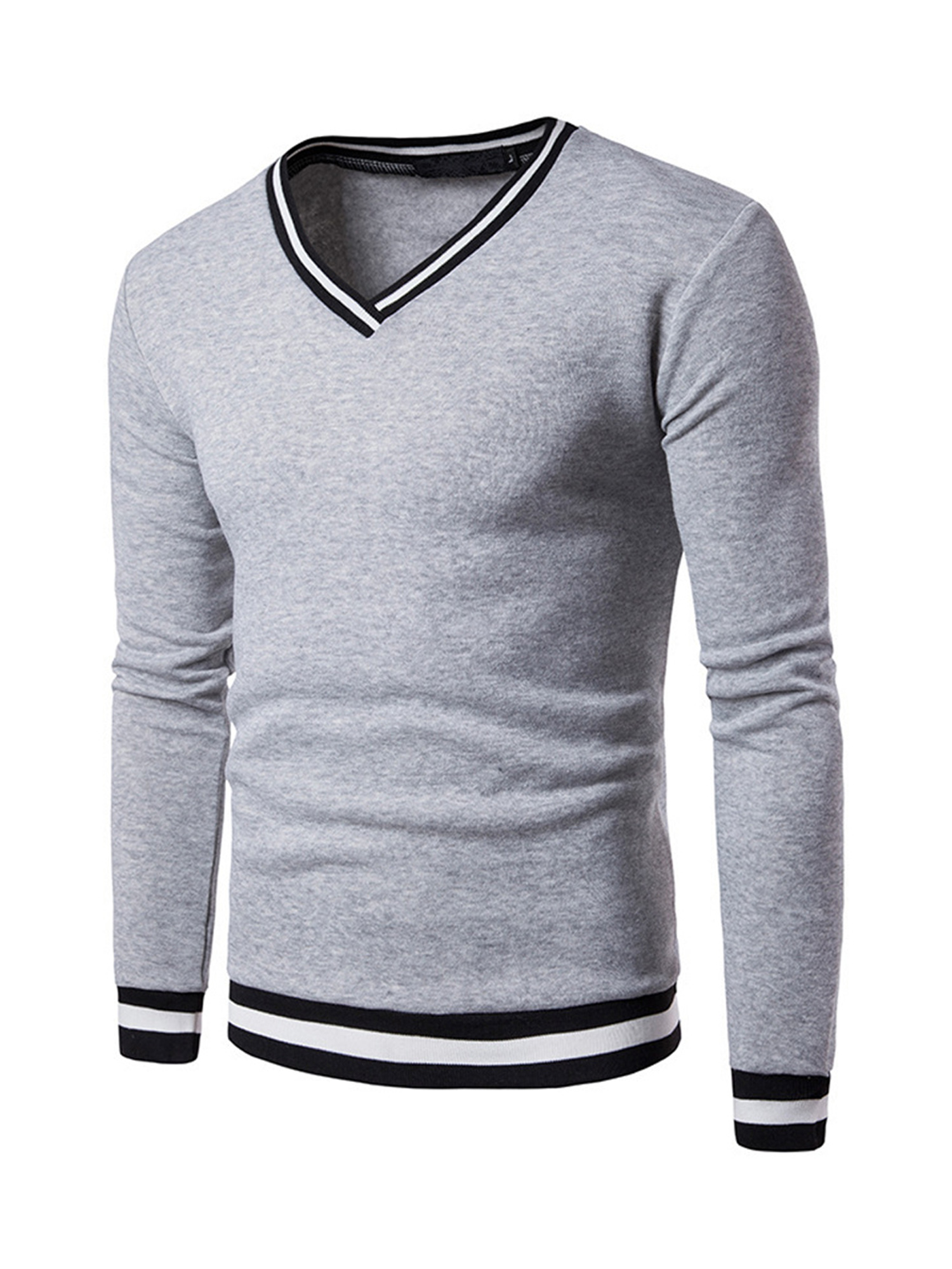 mens colorblock autumn winter warm v neck long sleeve sweatshirt details 3