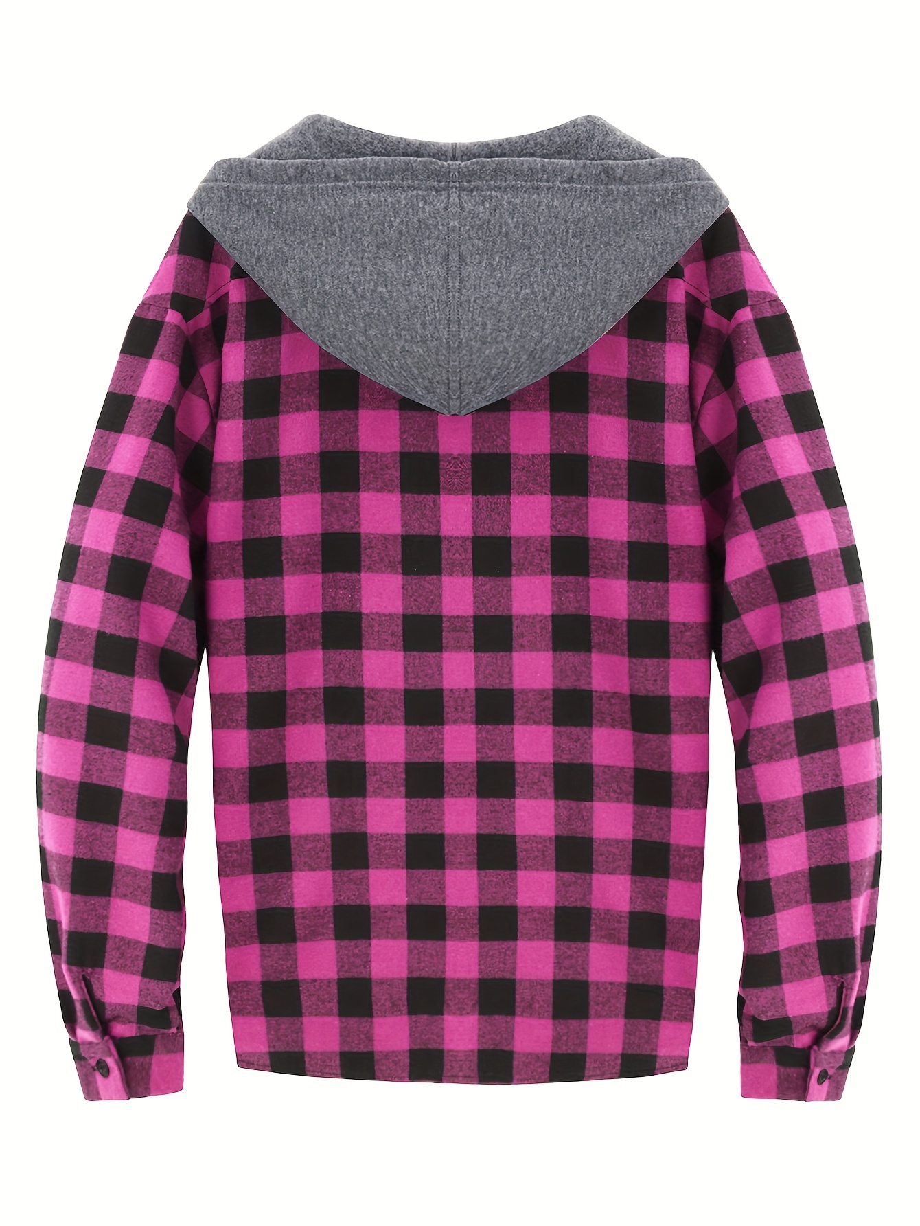 plaid shirt coat for men long sleeve casual regular fit button up hooded shirts jacket details 6