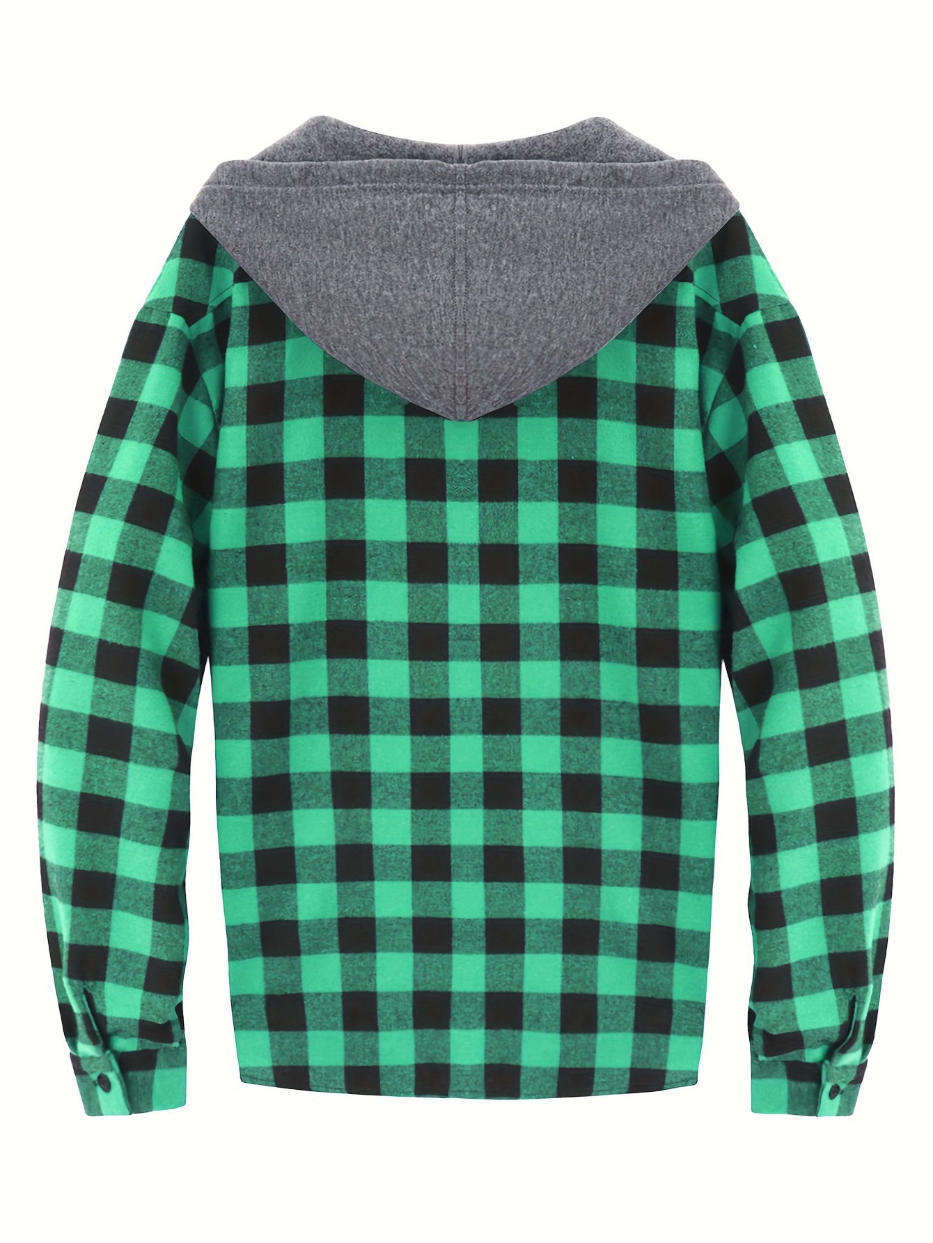 plaid shirt coat for men long sleeve casual regular fit button up hooded shirts jacket details 11