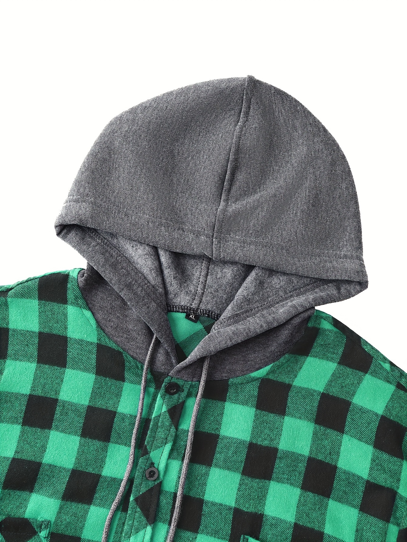 plaid shirt coat for men long sleeve casual regular fit button up hooded shirts jacket details 12