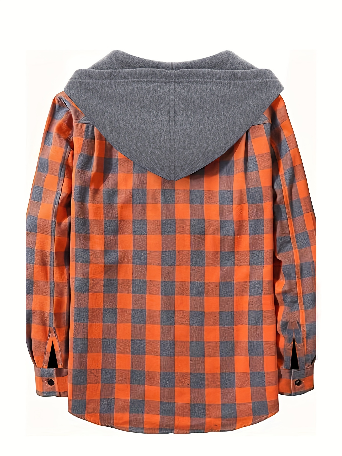 plaid shirt coat for men long sleeve casual regular fit button up hooded shirts jacket details 16