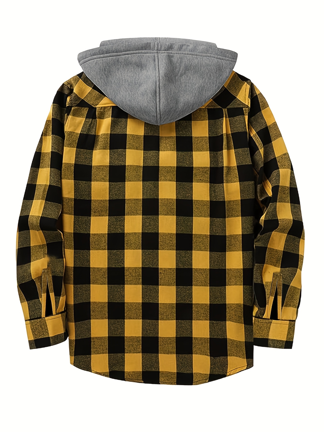 plaid shirt coat for men long sleeve casual regular fit button up hooded shirts jacket details 21