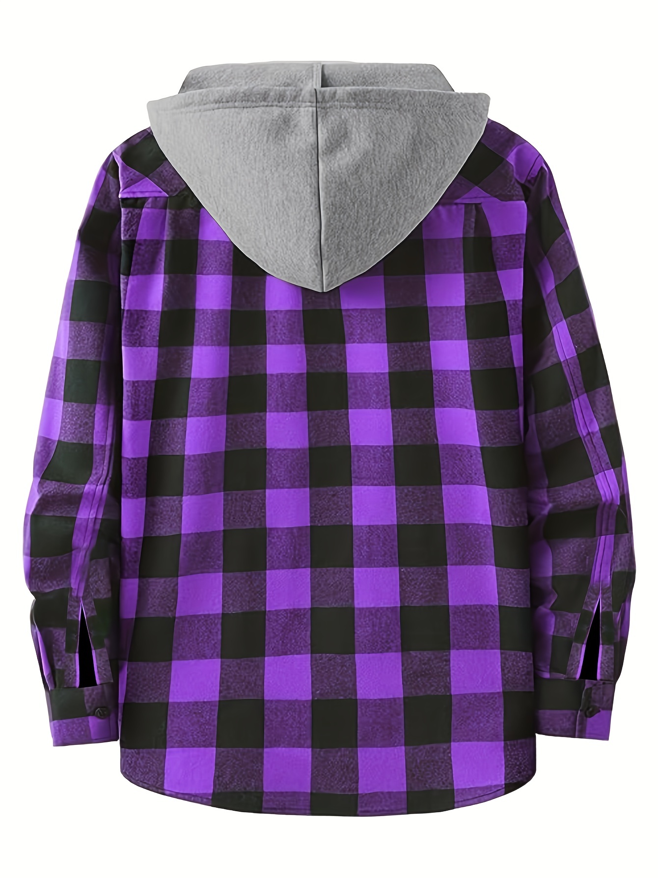 plaid shirt coat for men long sleeve casual regular fit button up hooded shirts jacket details 26