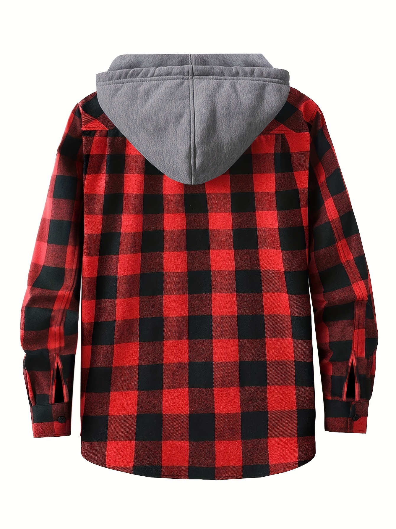 plaid shirt coat for men long sleeve casual regular fit button up hooded shirts jacket details 37