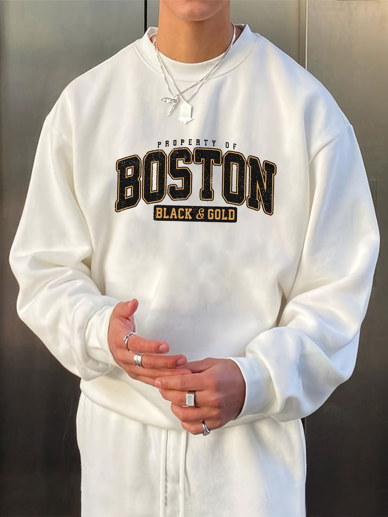 boston print fashionable mens casual long sleeve crew neck pullover sweatshirt suitable for outdoor sports for autumn spring can be paired with hip hop necklace as gifts details 10