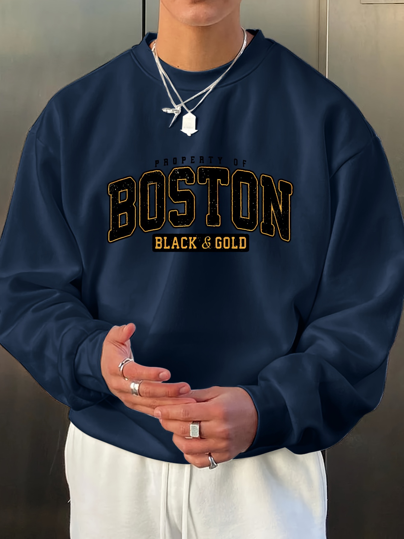 boston print fashionable mens casual long sleeve crew neck pullover sweatshirt suitable for outdoor sports for autumn spring can be paired with hip hop necklace as gifts details 16