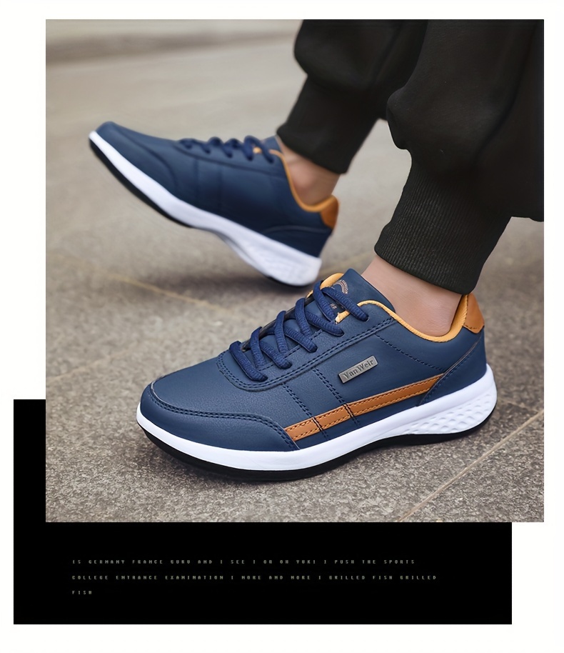 mens trendy stripped lace up sneakers casual outdoor walking shoes details 5