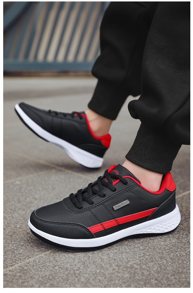 mens trendy stripped lace up sneakers casual outdoor walking shoes details 7