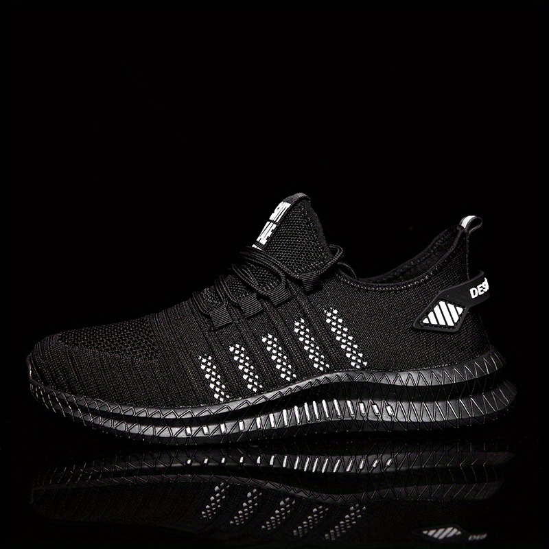 mens trendy breathable knit striped walking shoes casual outdoor comfortable lace up sneakers details 13