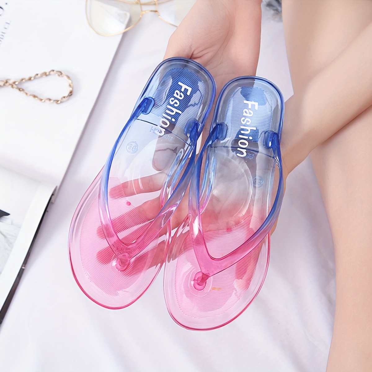 womens candy color flip flops casual clip toe flat summer shoes lightweight beach shoes details 3