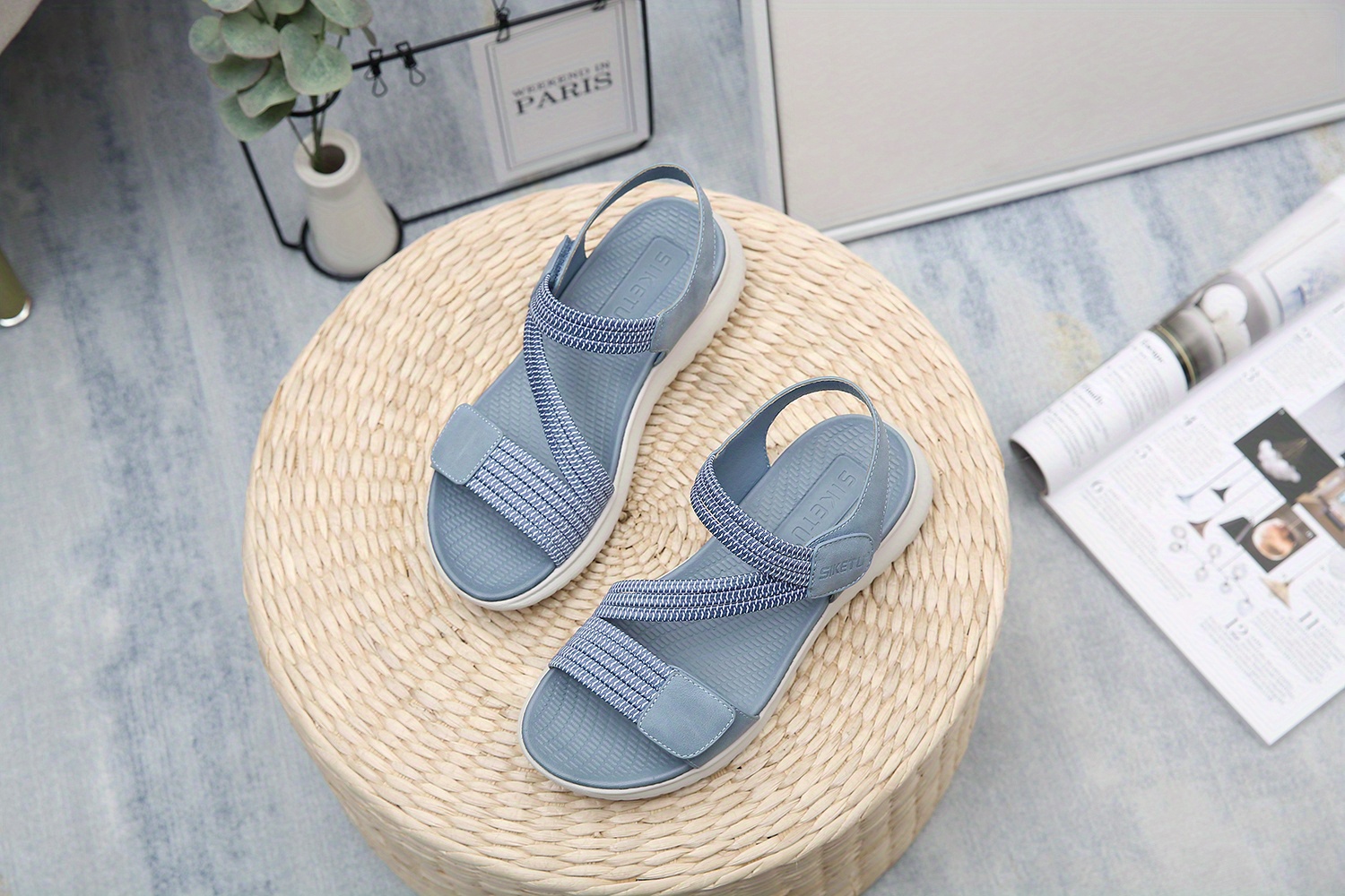 womens comfy flat sports sandals open toe solid color ankle strap shoes casual outdoor sandals details 2