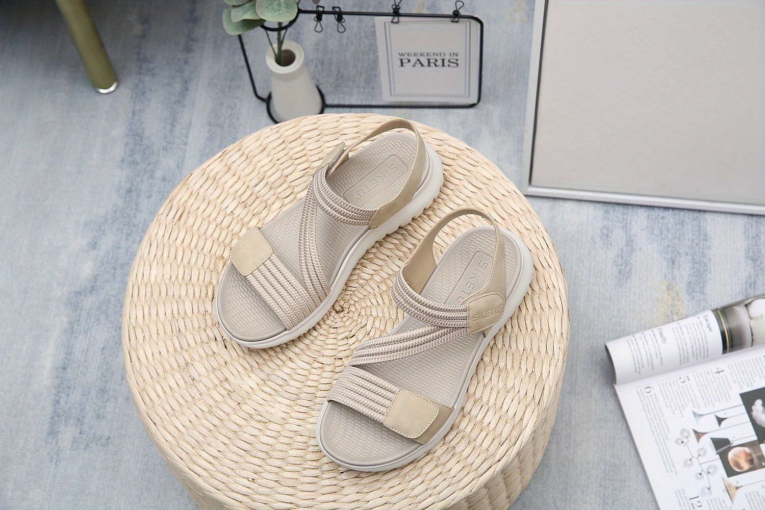 womens comfy flat sports sandals open toe solid color ankle strap shoes casual outdoor sandals details 4