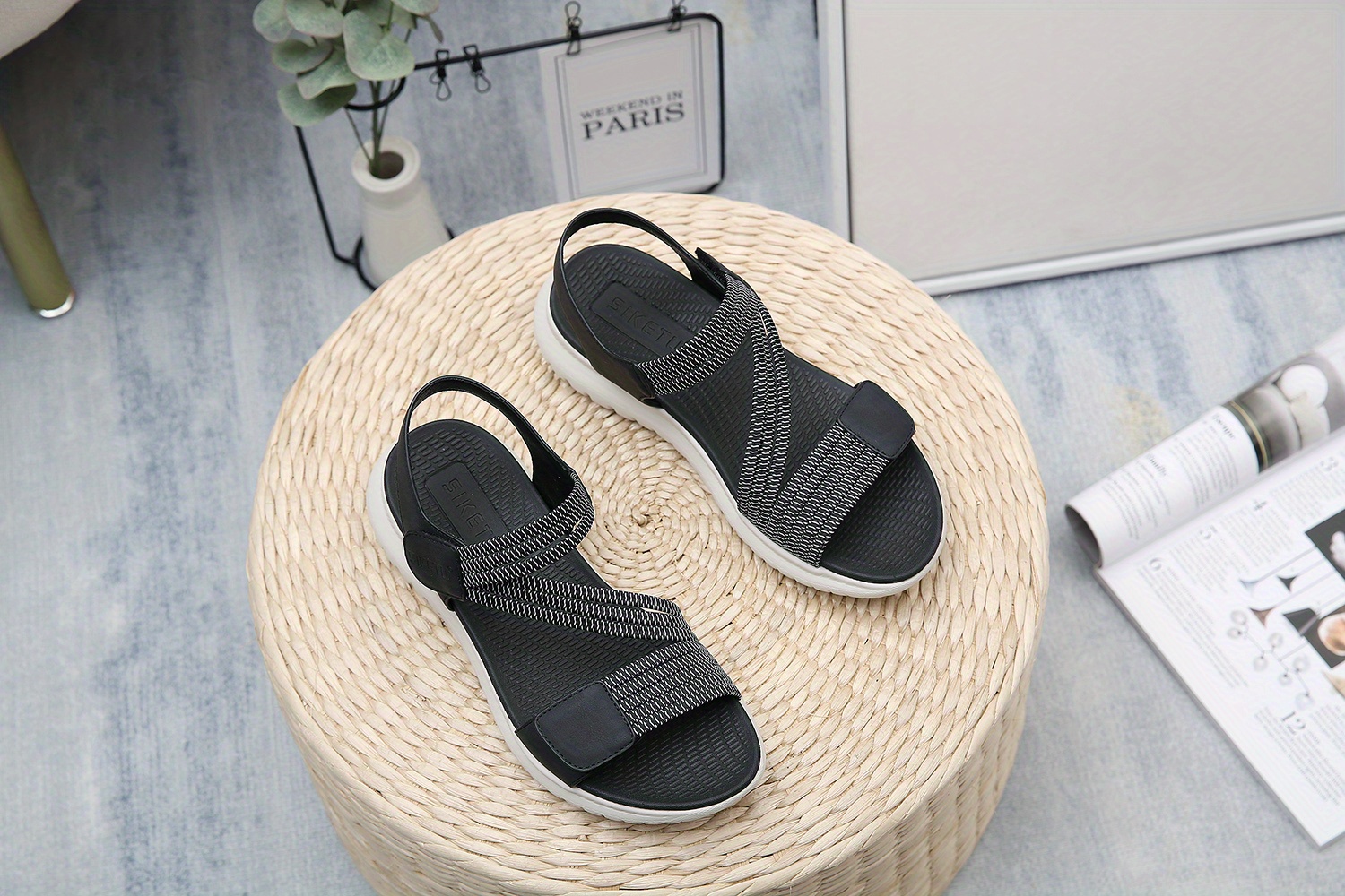 womens comfy flat sports sandals open toe solid color ankle strap shoes casual outdoor sandals details 6